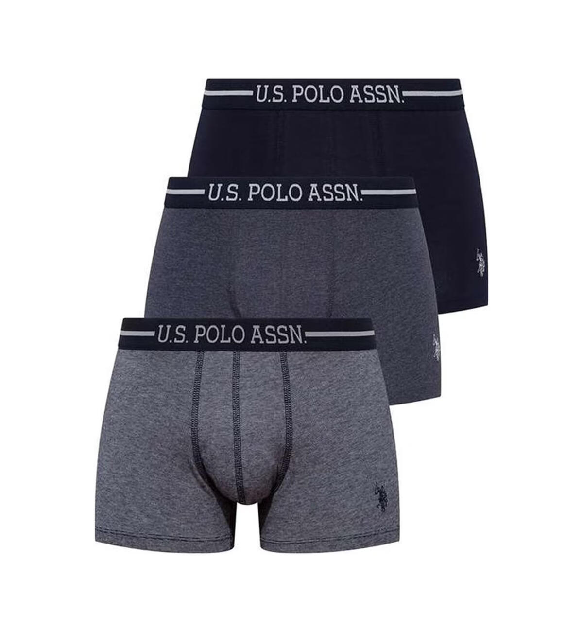 U.S Polo Assn. Erkek Boxer 3Lü 80306 Mercan-Gri Melanj-Saks