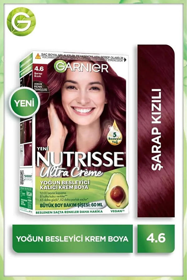 Garnier Saç Boyası Nutrisse Ultra Creme No:4.6 Şarap Kızıl