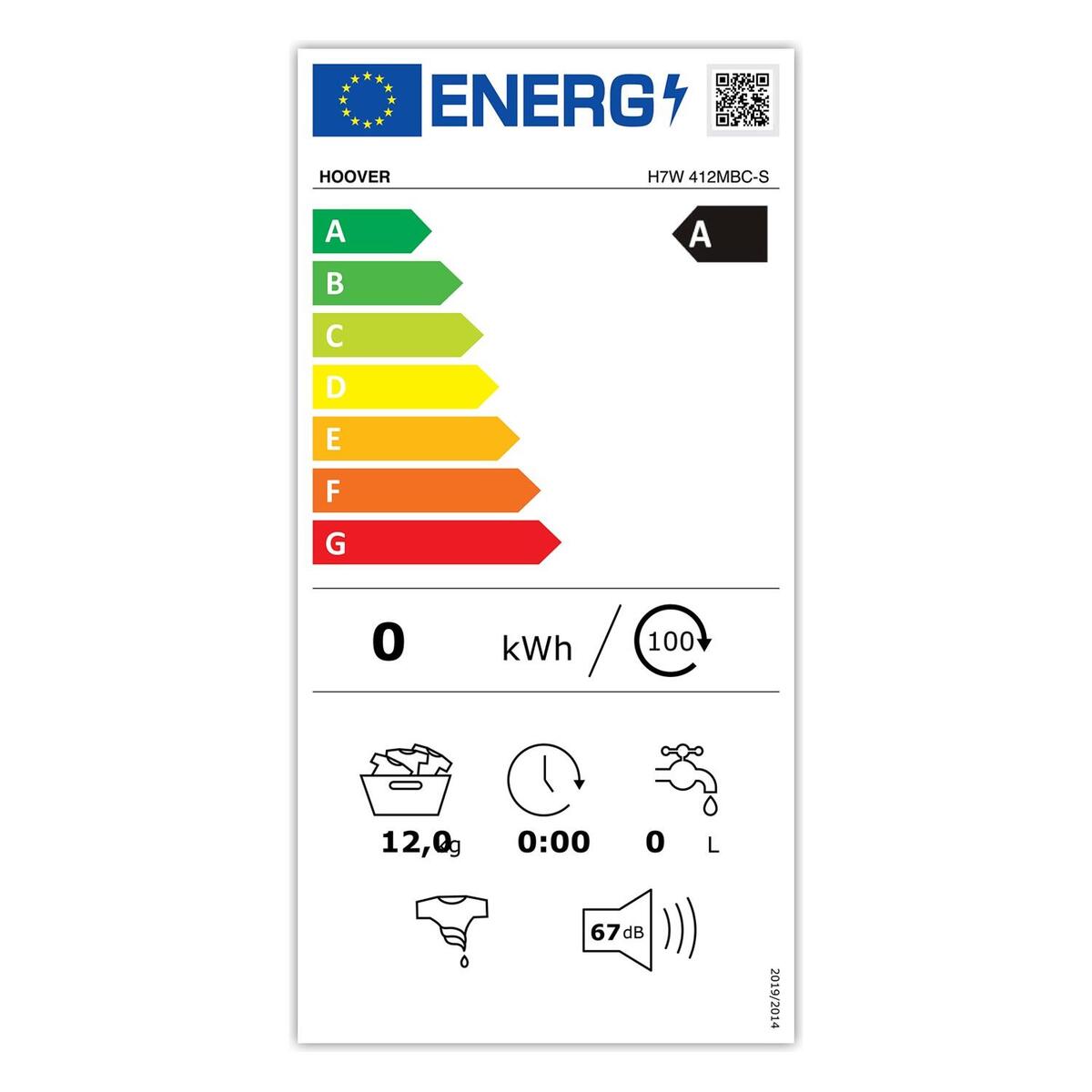Hoover Çamaşır Makinesi H7W 412MBC-S 12KG Beyaz