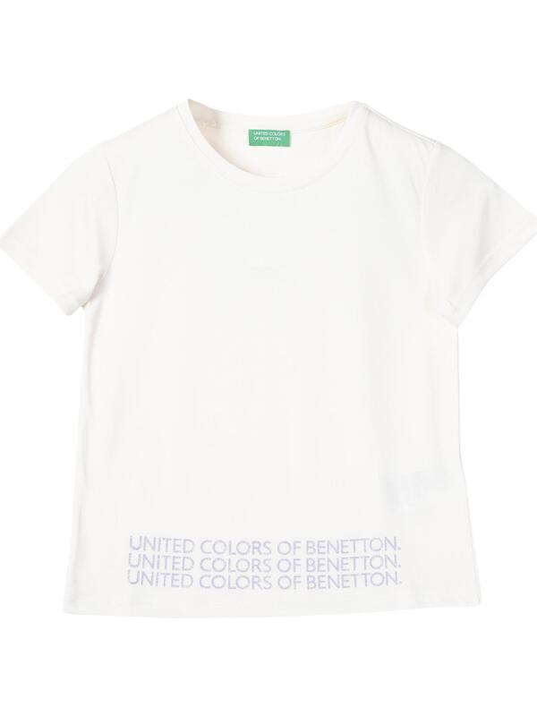 Benetton Tişört Kız Çocuk BNT-G21286 Beyaz