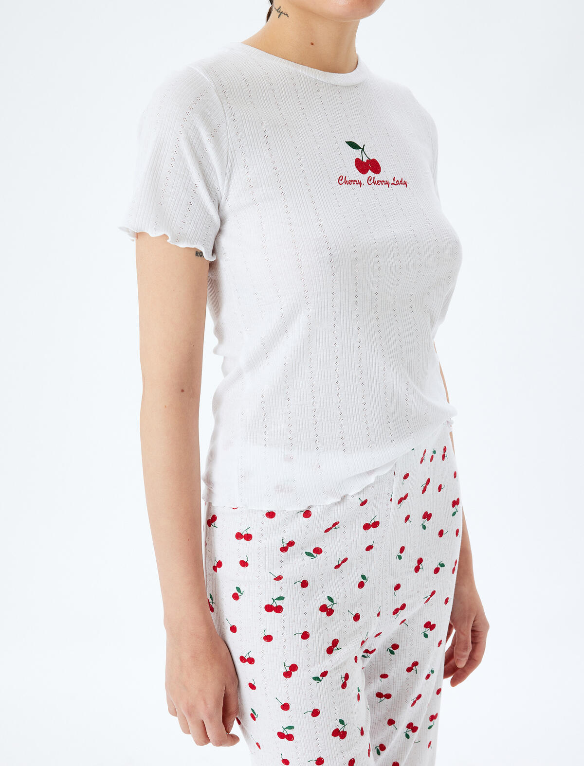 Koton Pijama Takımı 5SLK40062MK Kırmızı Desenli