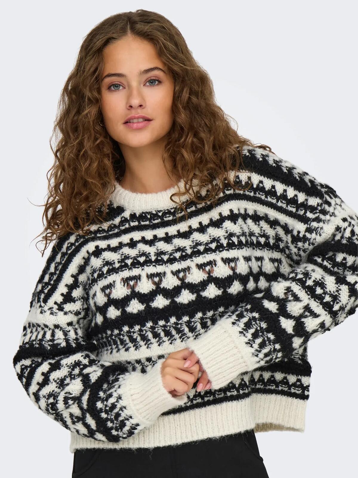 Only Kazak 15327639 Krem-Siyah Desenli