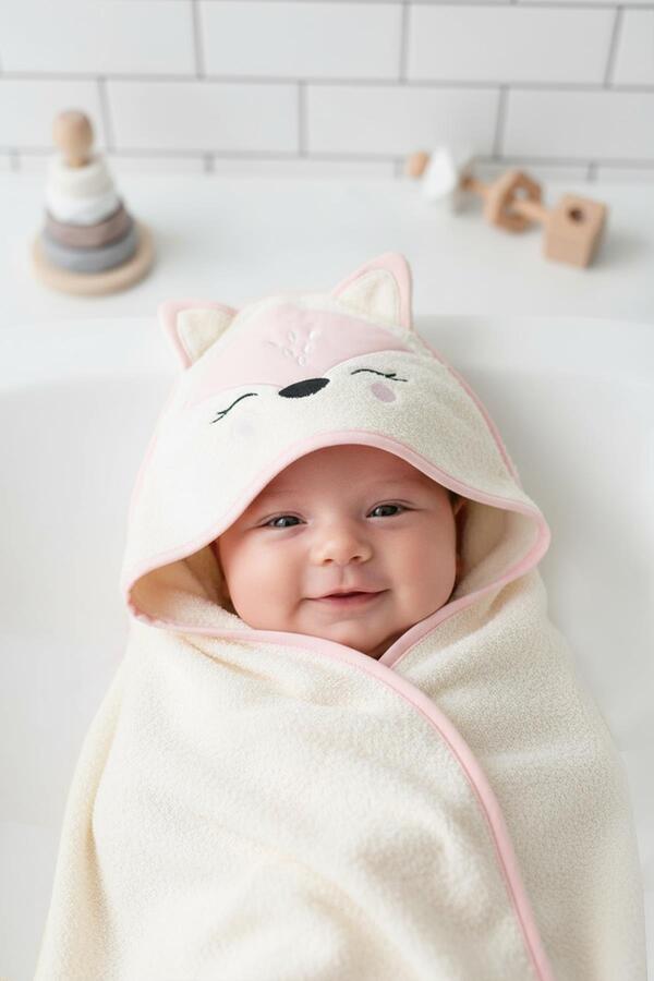 Kanz Havlu Kundak Silgi Nakışlı (Knz-037) Fox Pudra