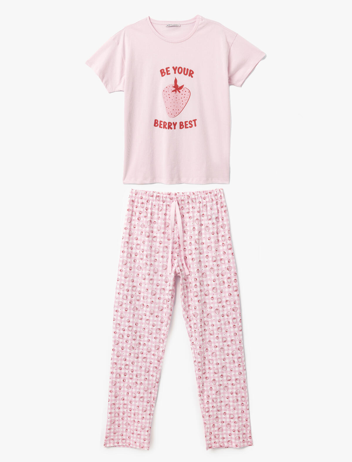 Koton Pijama Takımı 5SLK40052MK Pembe Desenli