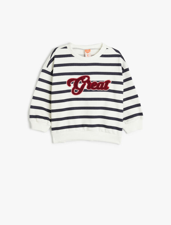 Koton Sweatshirt Kız Bebek 5WMG10134AK Lacivert Çizgili