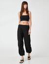 Koton Atlet Crop Kare Yaka 3SAK10026EK Siyah