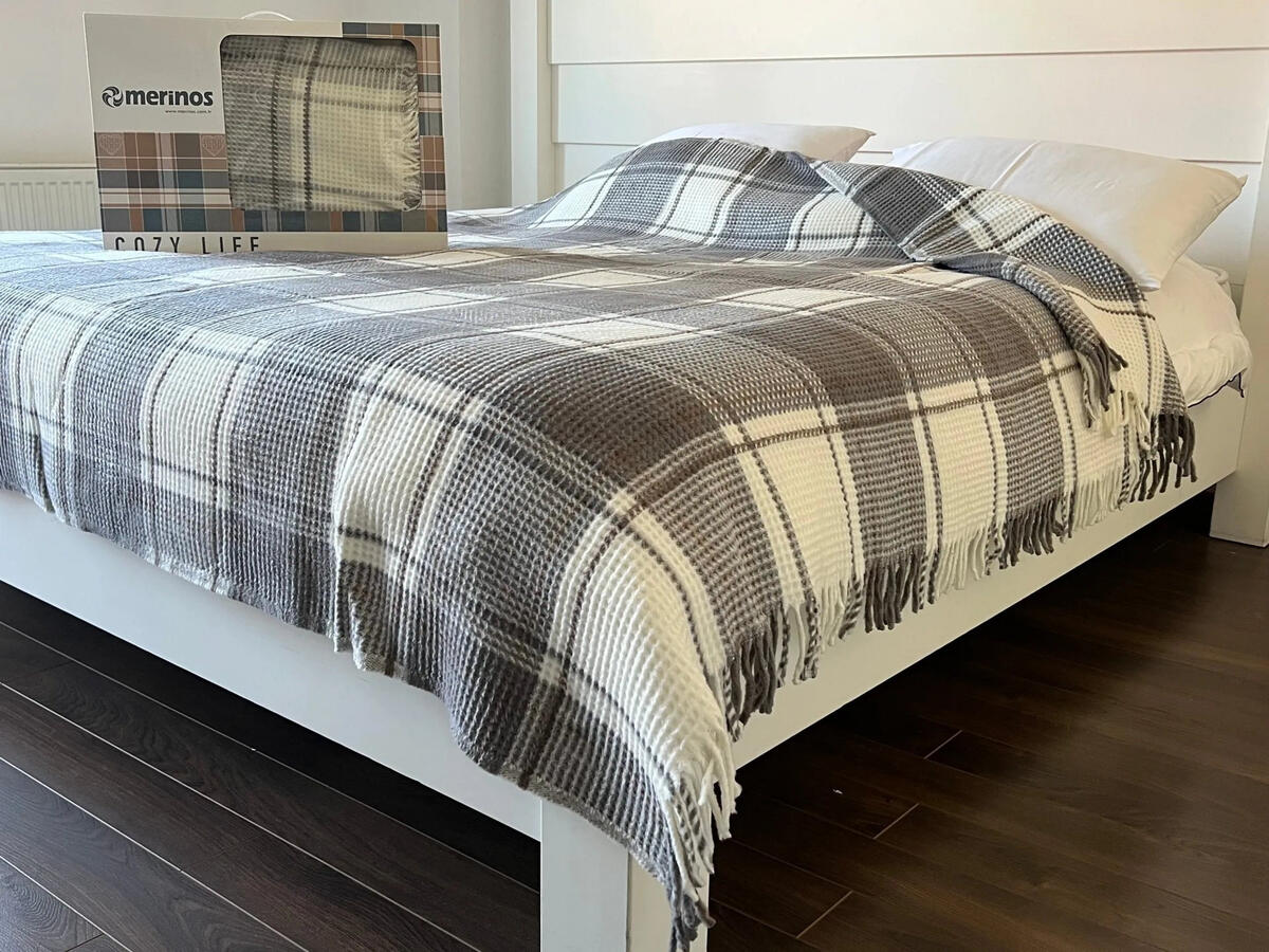 Merinos Battaniye 180*220 Pamuklu Skoç Cozy Mila Antrasit