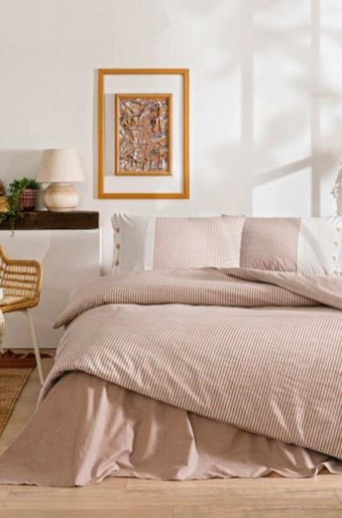 Özdilek Nevresim Takımı Çift Kişilik Ranforce Natural Line Somon