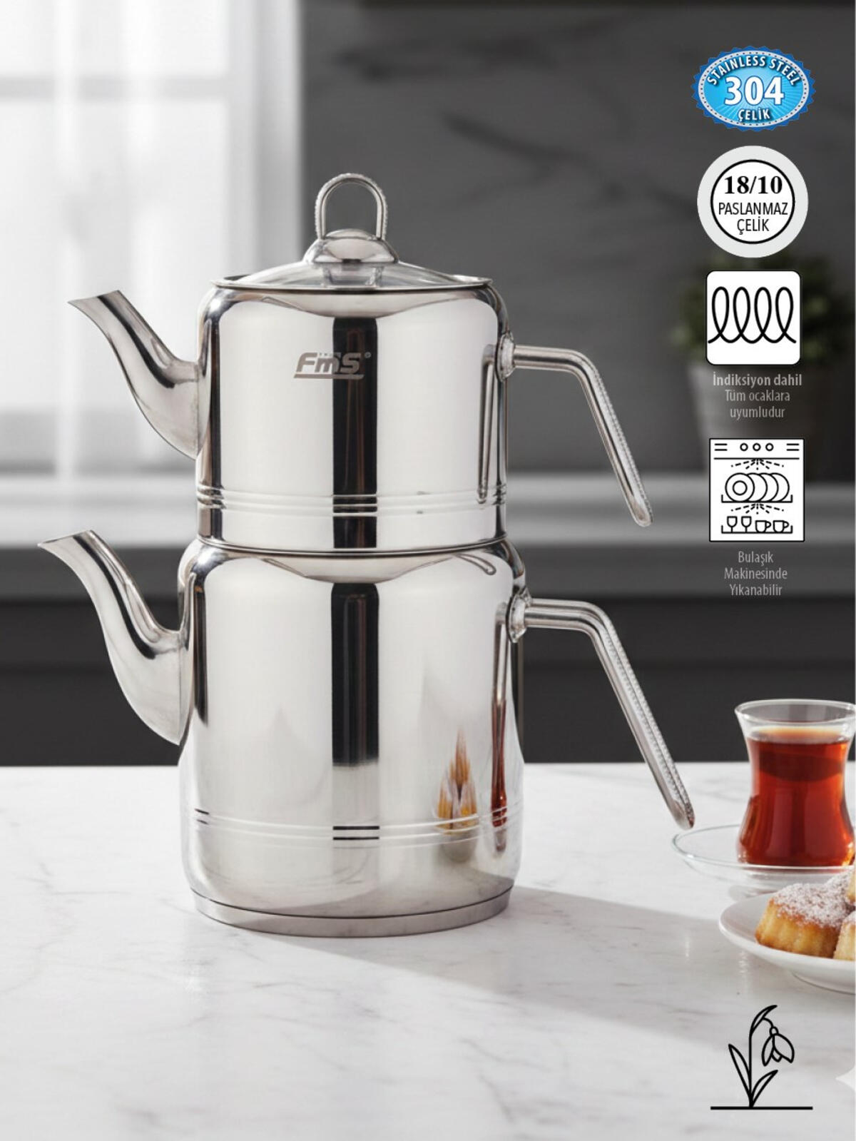 Fms Çaydanlık Silindir Büyük Elmas Kulp 4025
