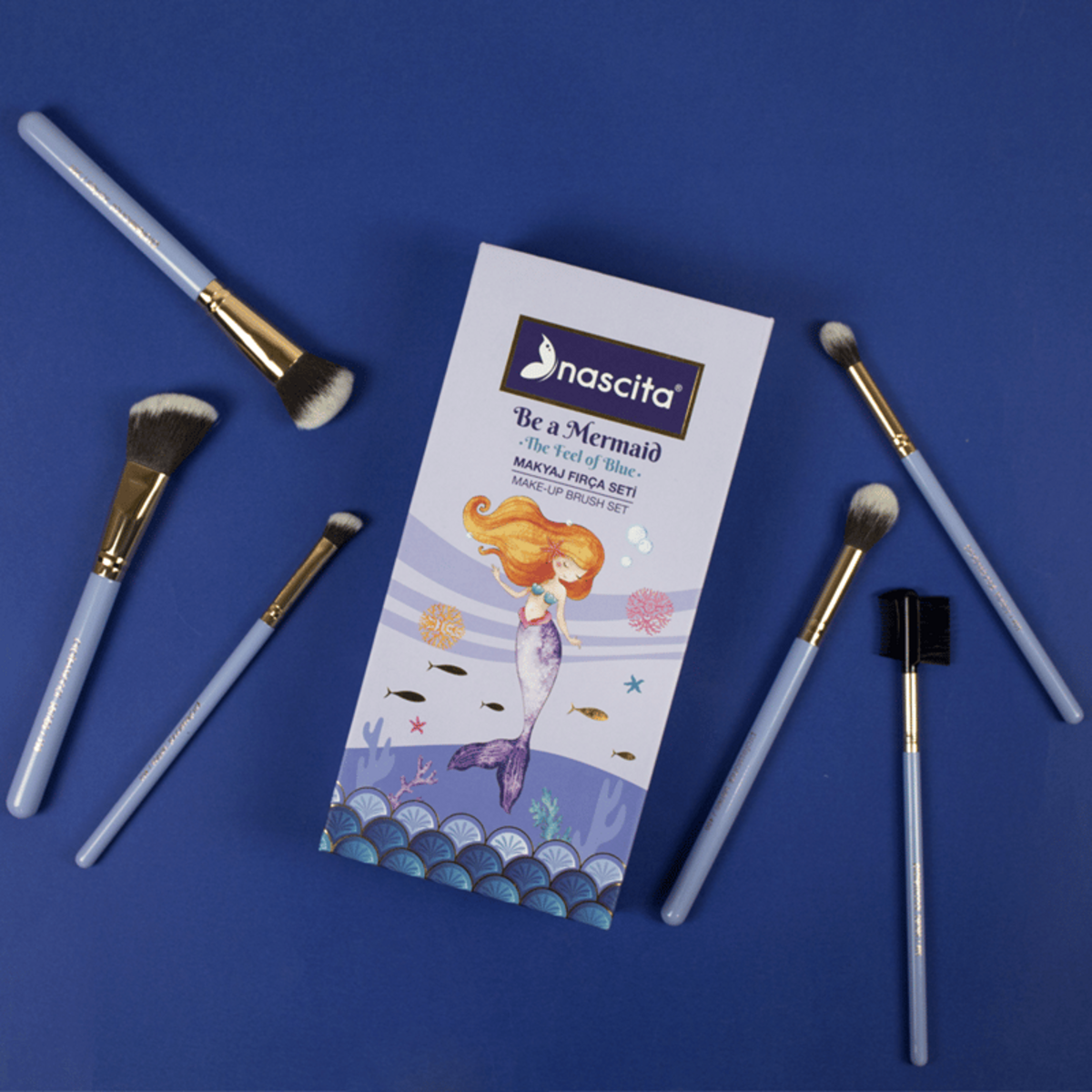 Nascita Makyaj Fırça Seti Mavi 6Lı (Kutu) NASBRUSHSET90