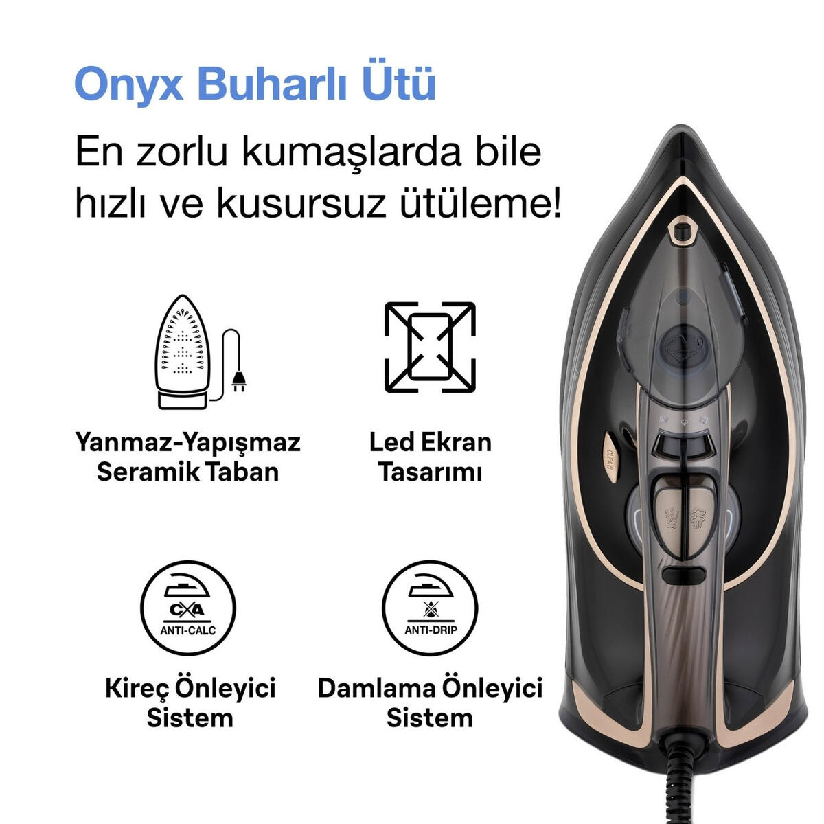 Fakir Ütü Buharlı Onyx Siyah