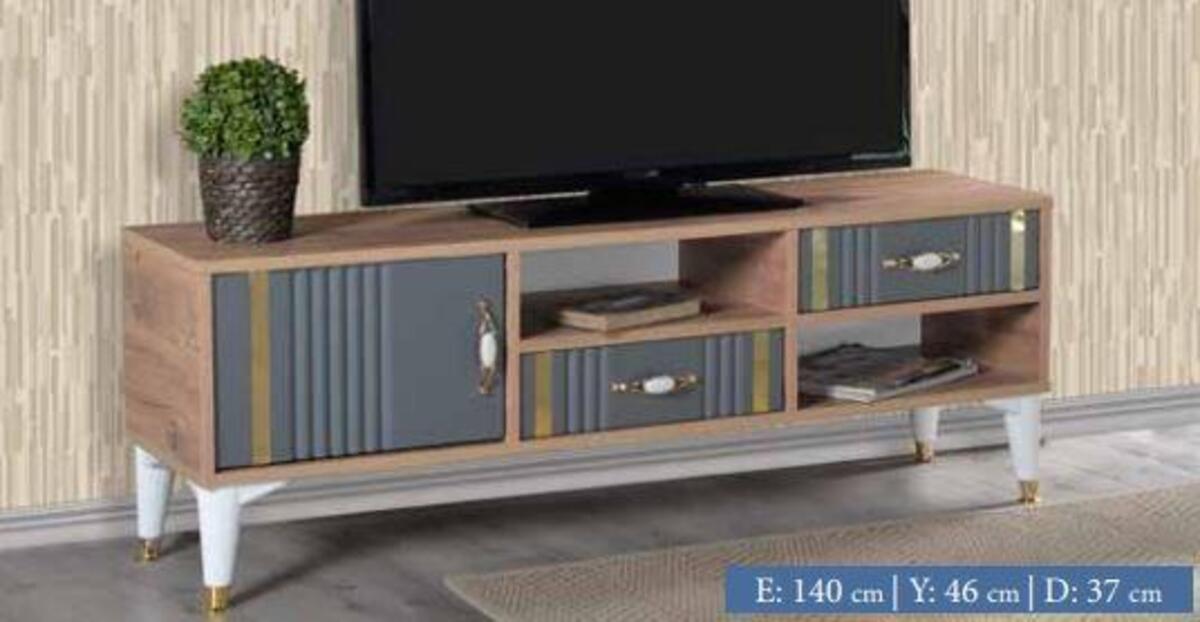 Erkut Tv Sehpası 140 Lık Çapraz Antrasit 435