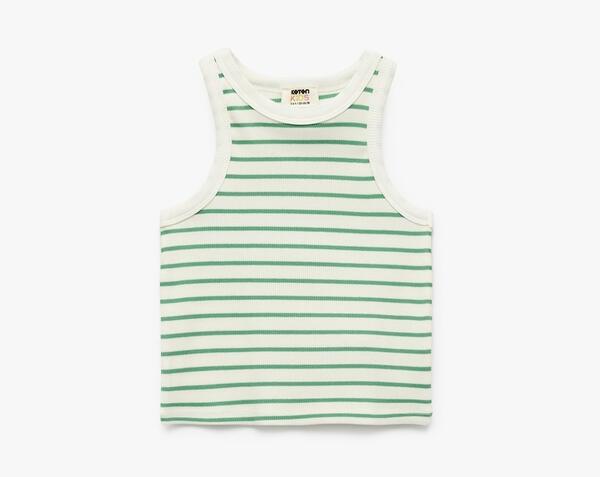 Koton Crop Atlet Kız Çocuk 5SKG30026AK Yeşil Çizgili