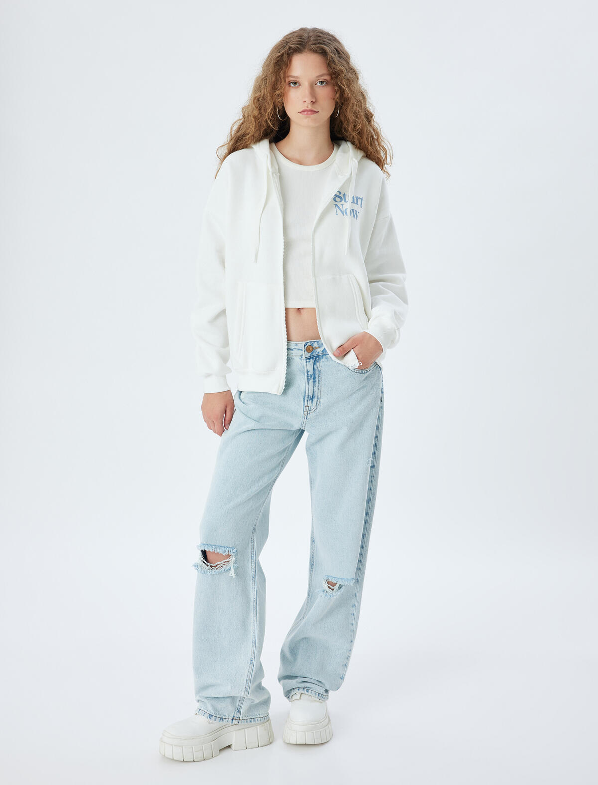 Koton Sweatshirt 5WAL10197IK Ekru