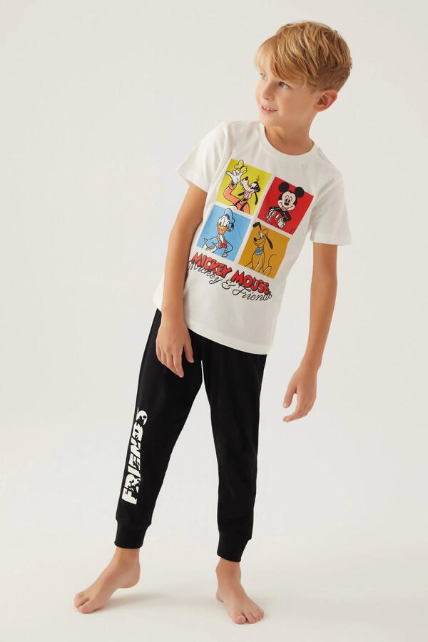 Mickey Mouse Pijama Takım Erkek Çocuk D4873-3 Krem
