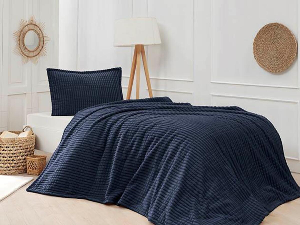 Merinos Battaniye Seti Tek Kişilik Modern Line Lacivert