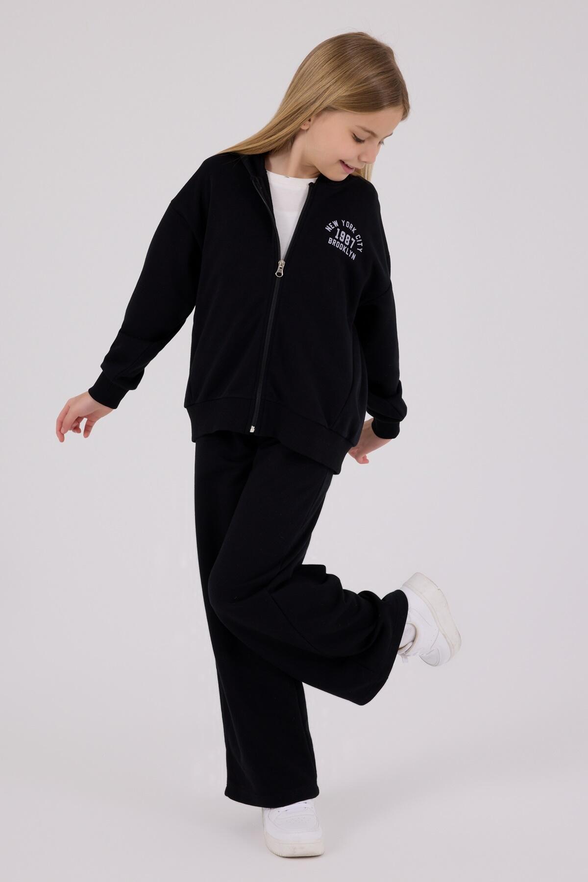 Rolypoly Eşofman Takımı Kız Çocuk RP3698-2 Siyah