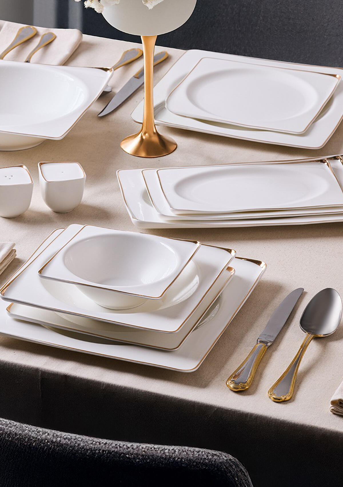 Aryıldız Yemek Takımı 56P Crystal Ixır 153AR265413 Gold