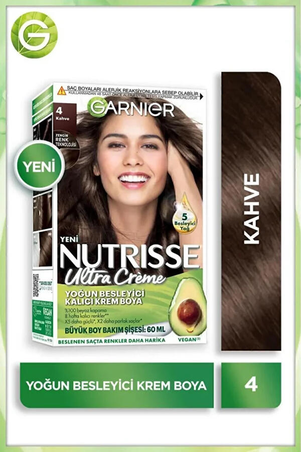 Garnier Saç Boyası Nutrisse Ultra Creme No:4 Kahve