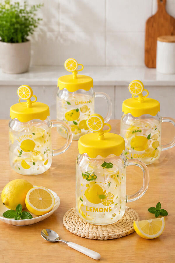 Tohana Kupa Cam Silikon Kapaklı Pipetli 500 Ml THN77033