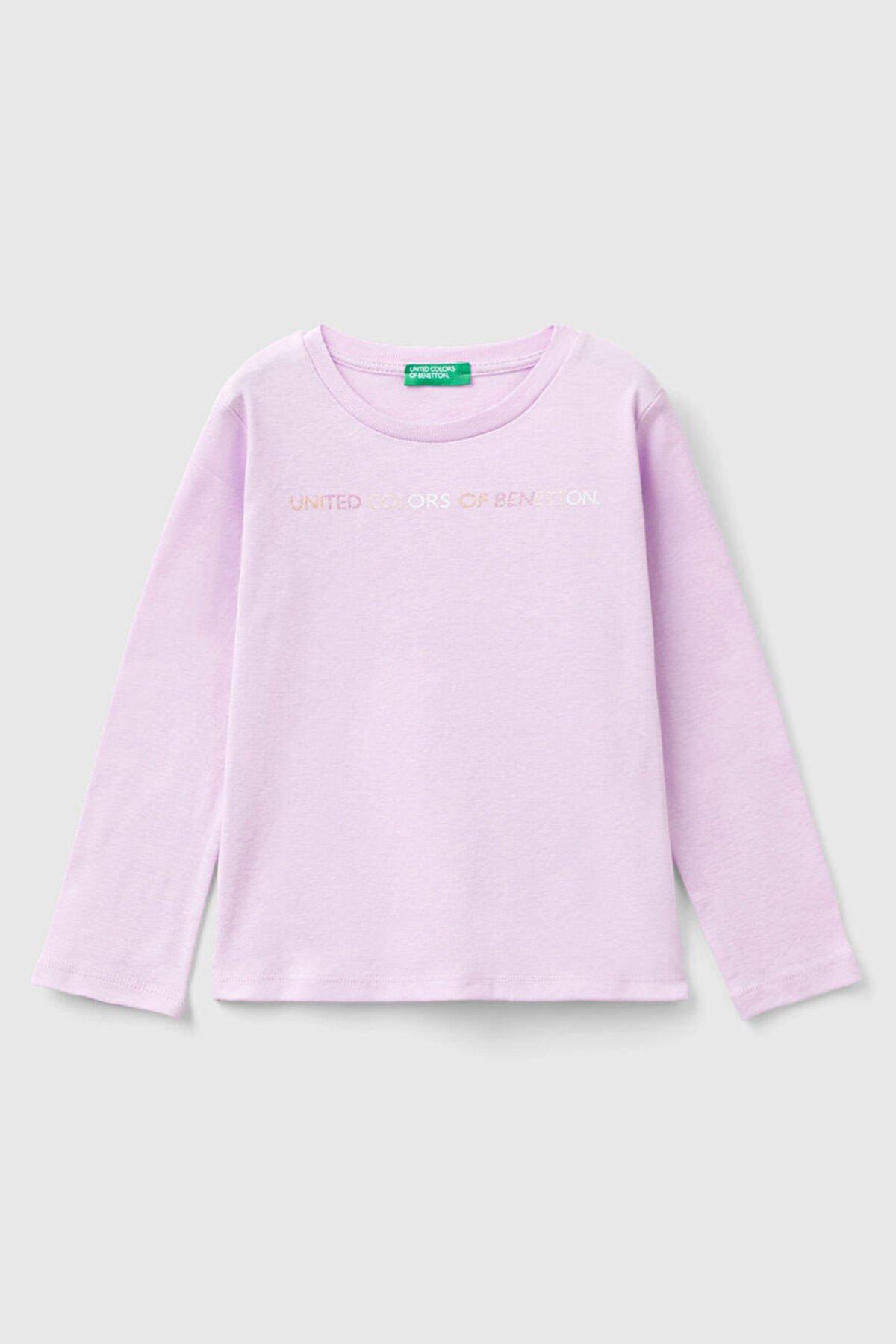 Benetton Uzun Tişört Kız Bebek 3I9WG10F7 Lila