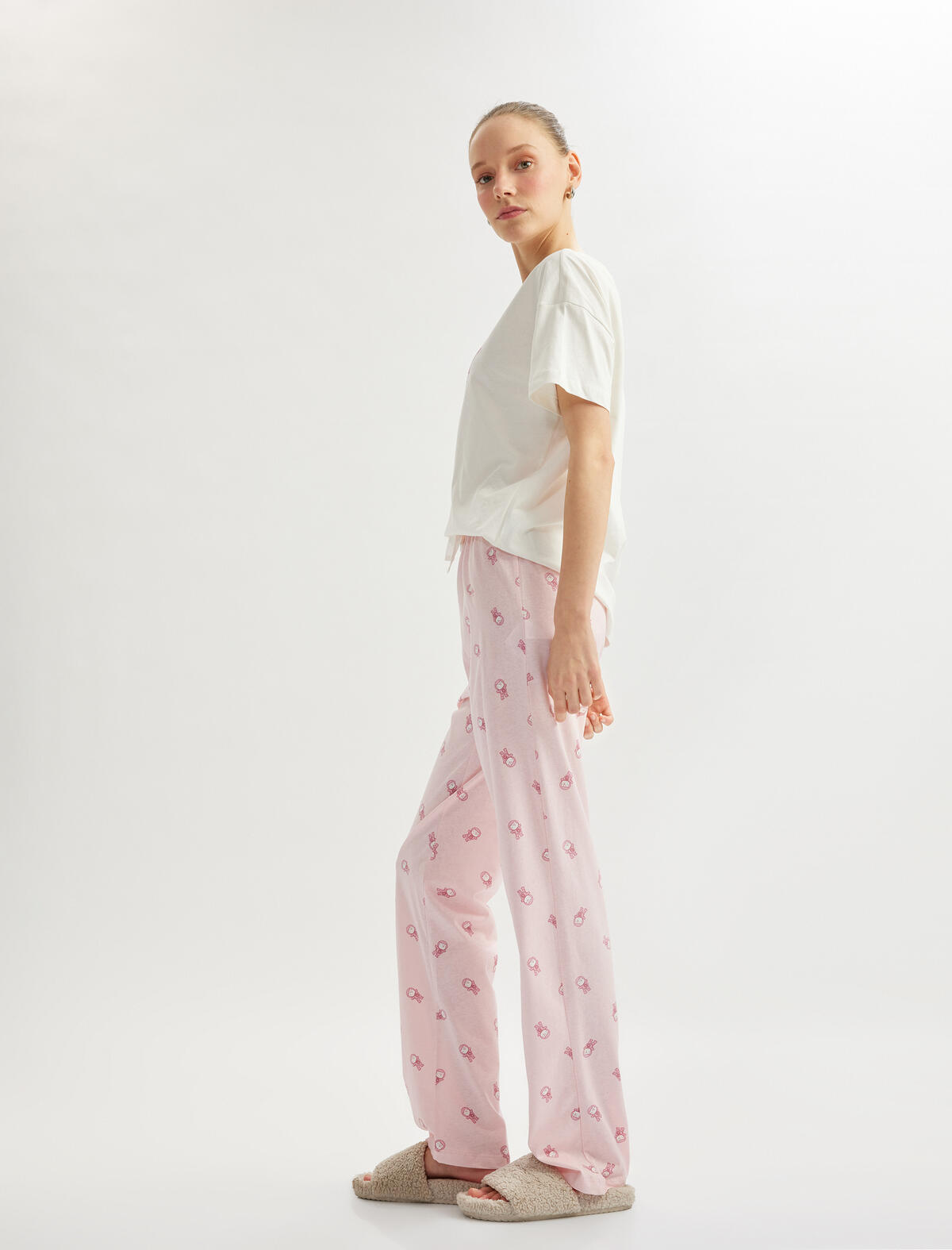 Koton Pijama Takımı 5SLK40020MK Pembe Desenli