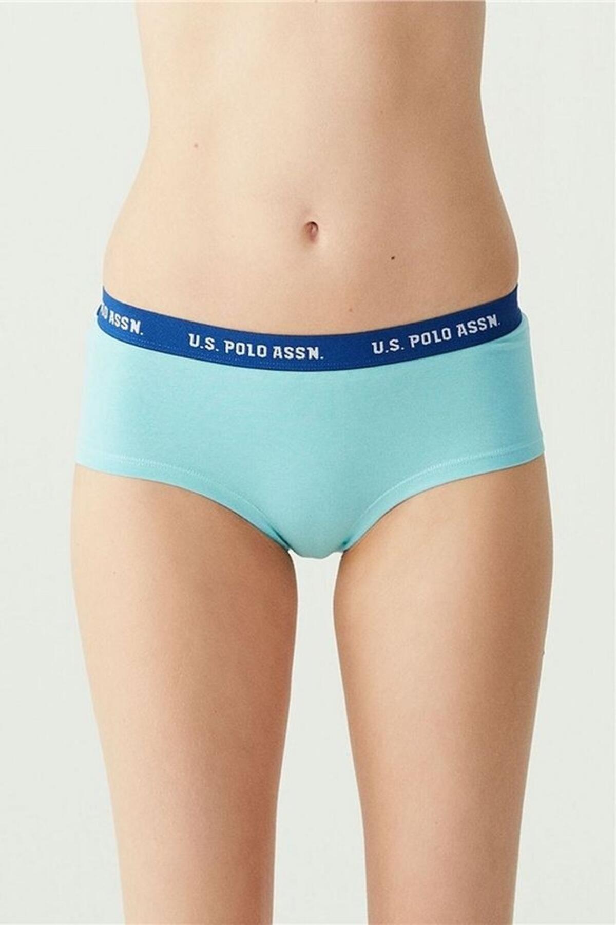U.S Polo Assn. Kadın Şort 3Lü 66115 Pembe-Gri Melanj-Mint