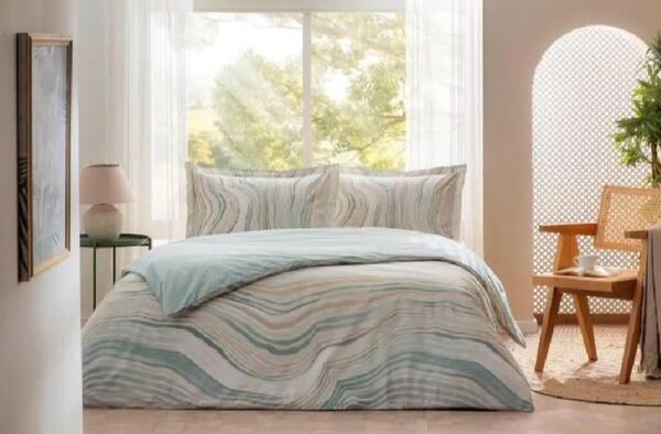 Özdilek Nevresim Takımı Çift Kişilik Ranforce Natural Marble Mint
