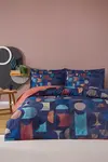 Özdilek Nevresim Takımı Tek Kişilik Ranforce Fitted Colored Shape Lacivert