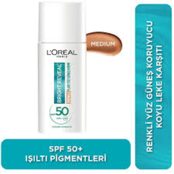Loreal Paris Yüz Güneş Kremi Bright Reveal Spf 50+ Medium