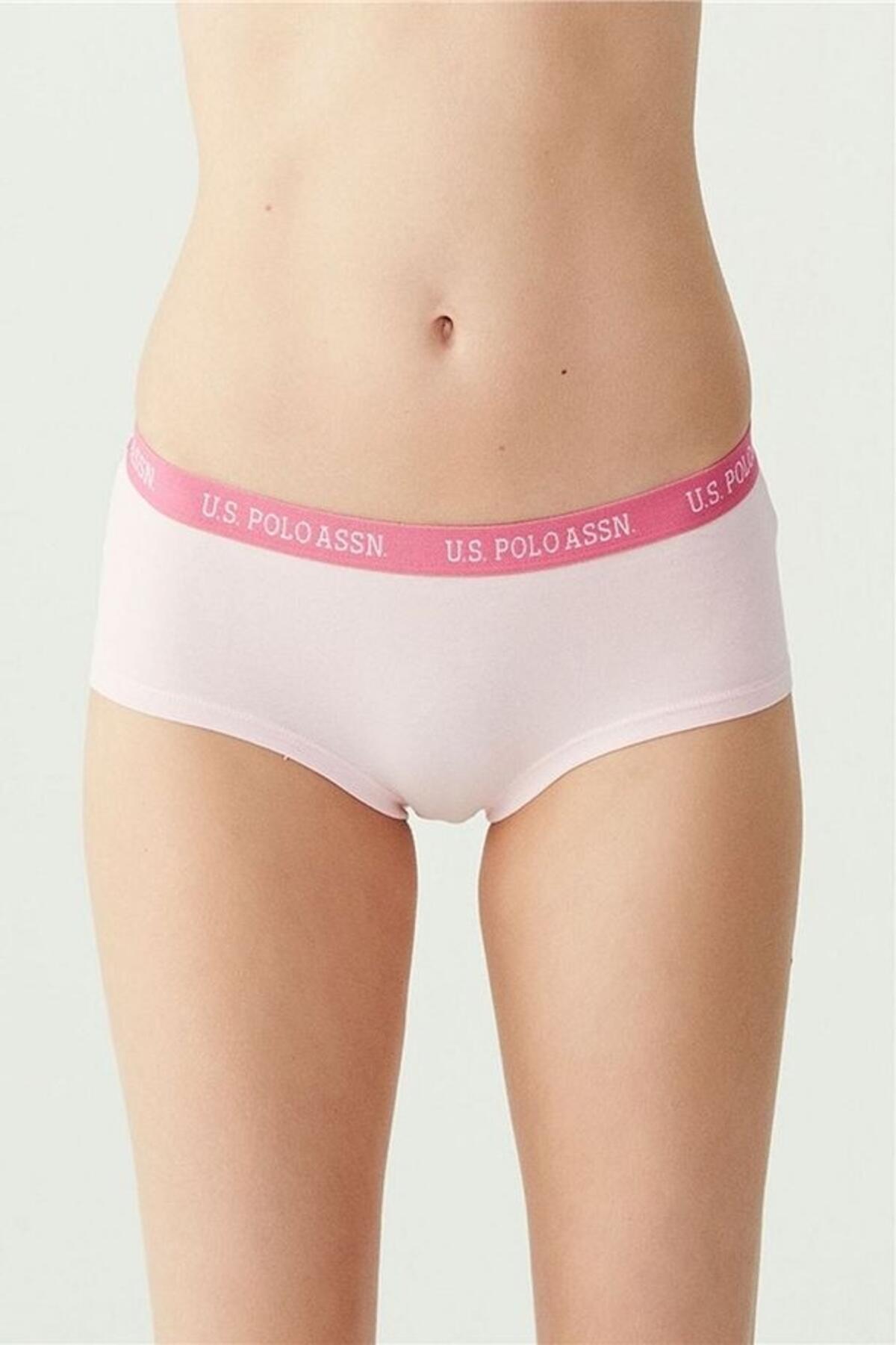 U.S Polo Assn. Kadın Şort 3Lü 66115 Pembe-Gri Melanj-Mint
