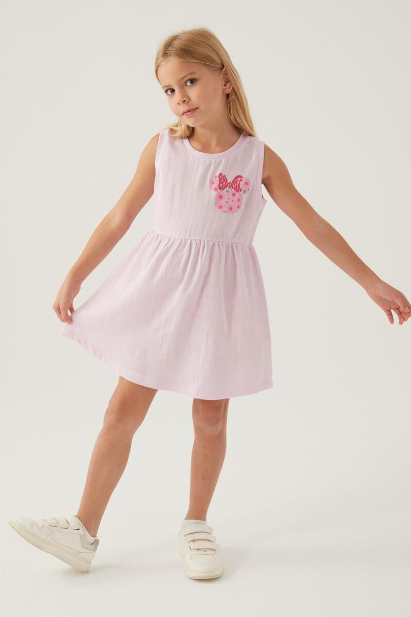 Minnie Mouse Elbise Kız Çocuk D4889-3 Pembe (Dy)