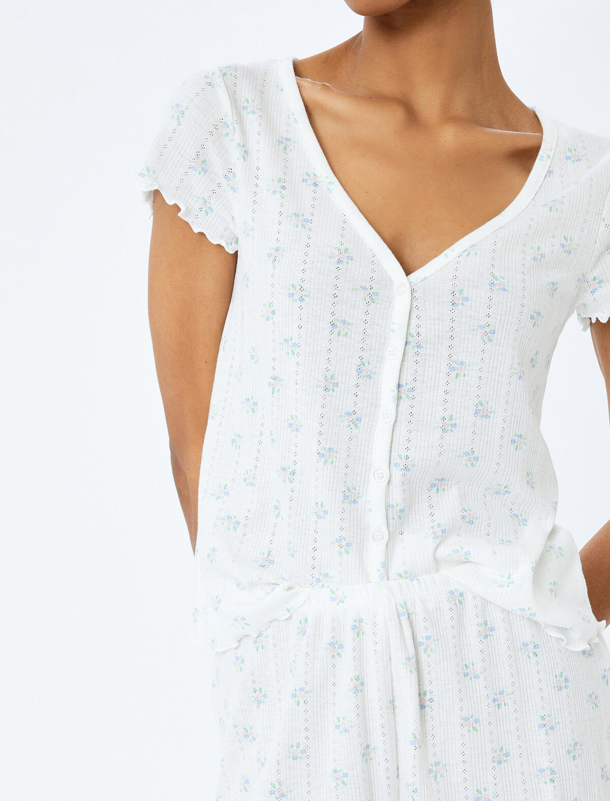 Koton Pijama Takımı 5SLK40014MK Yeşil Desenli