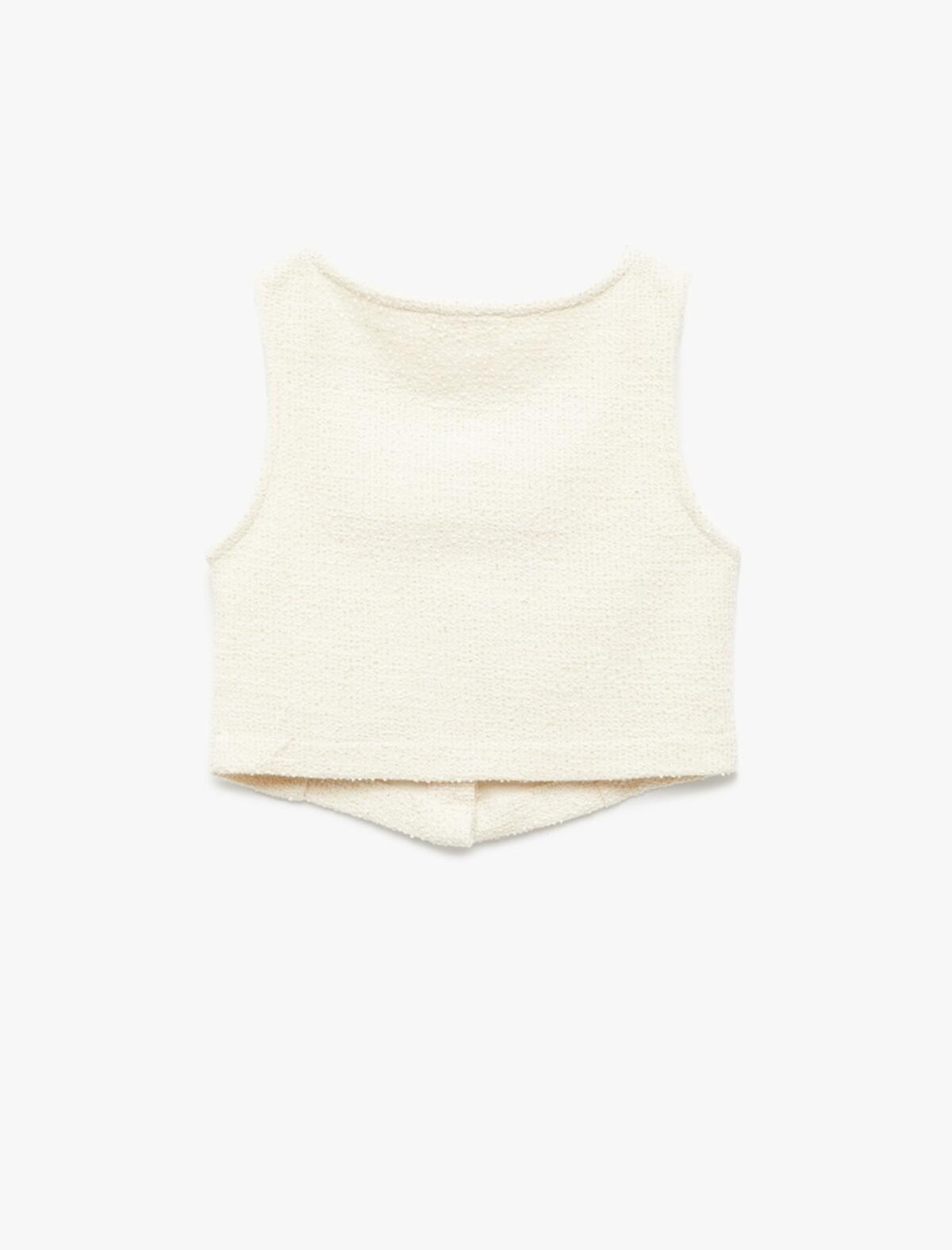 Koton Bluz Crop Kız Çocuk 6WKG60016AK Ekru