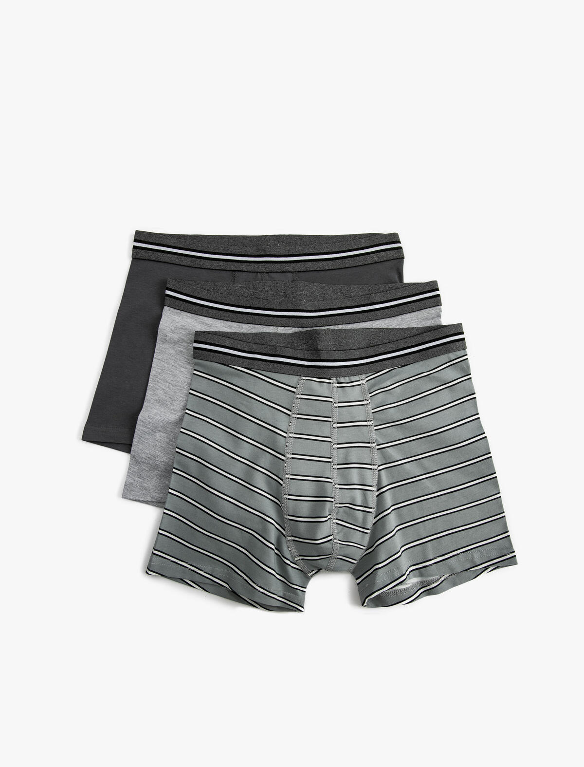 Koton Boxer 3Lü 3SLM90036MK Gri Çizgili