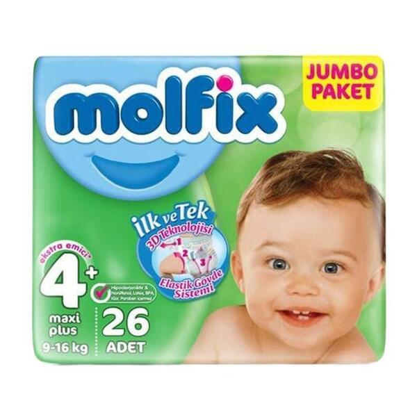 Molfix Bebek Bezi Jumbo 3D Maxi Plus 24Lü 4+