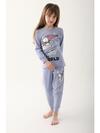 Snoopy Pijama Takım Kız Çocuk L1613-3 Açık İndigo