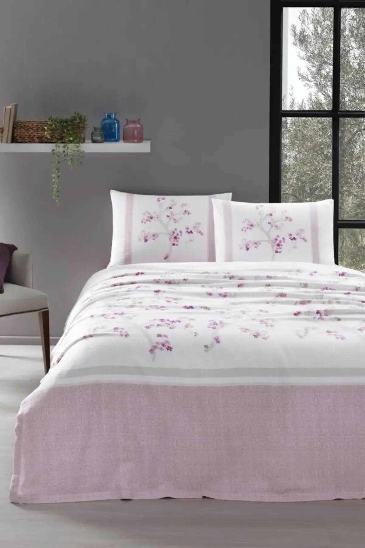 Özdilek Nevresim Takımı Tek Kişilik Ranforce Florid Pembe