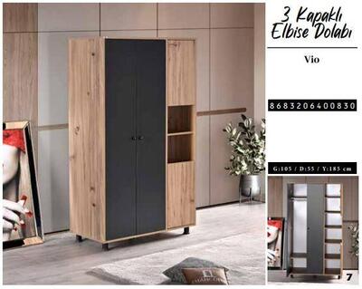 Chancolye Elbise Dolabı 3 Kapaklı Vio(Dy)