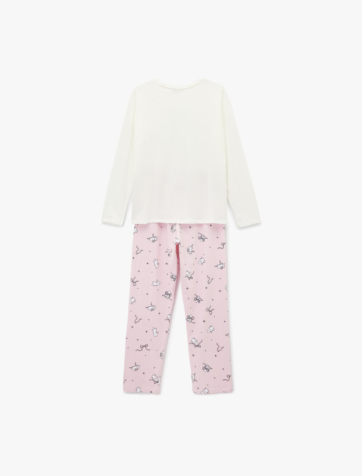 Koton Pijama Takımı 6WLK40148MK Ekru Desenli Koton Pijama Takımı 6WLK40148MK Ekru Desenli