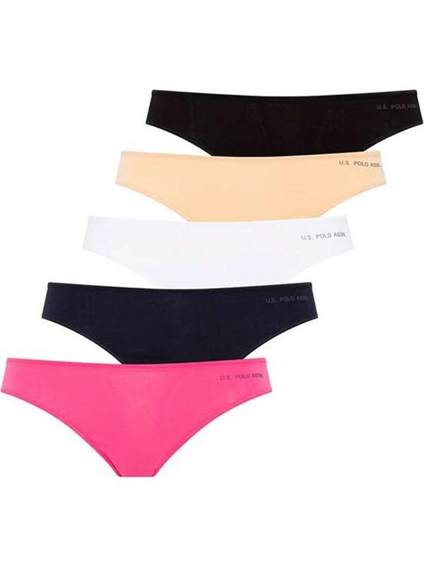 U.S Polo Assn. Kadın String 5Li 67005 Siyah-Ten-Beyaz-Fuşya-Lacivert