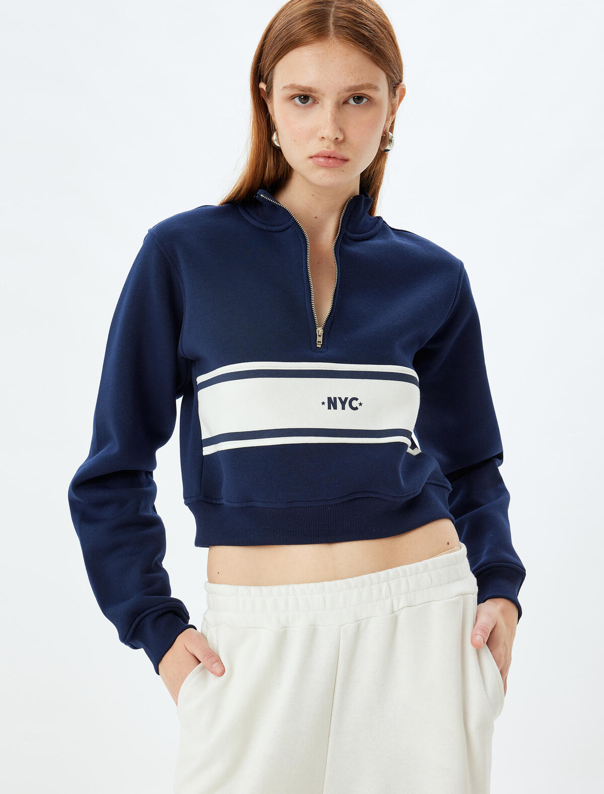 Koton Sweatshirt 5WAK10052EK Lacivert