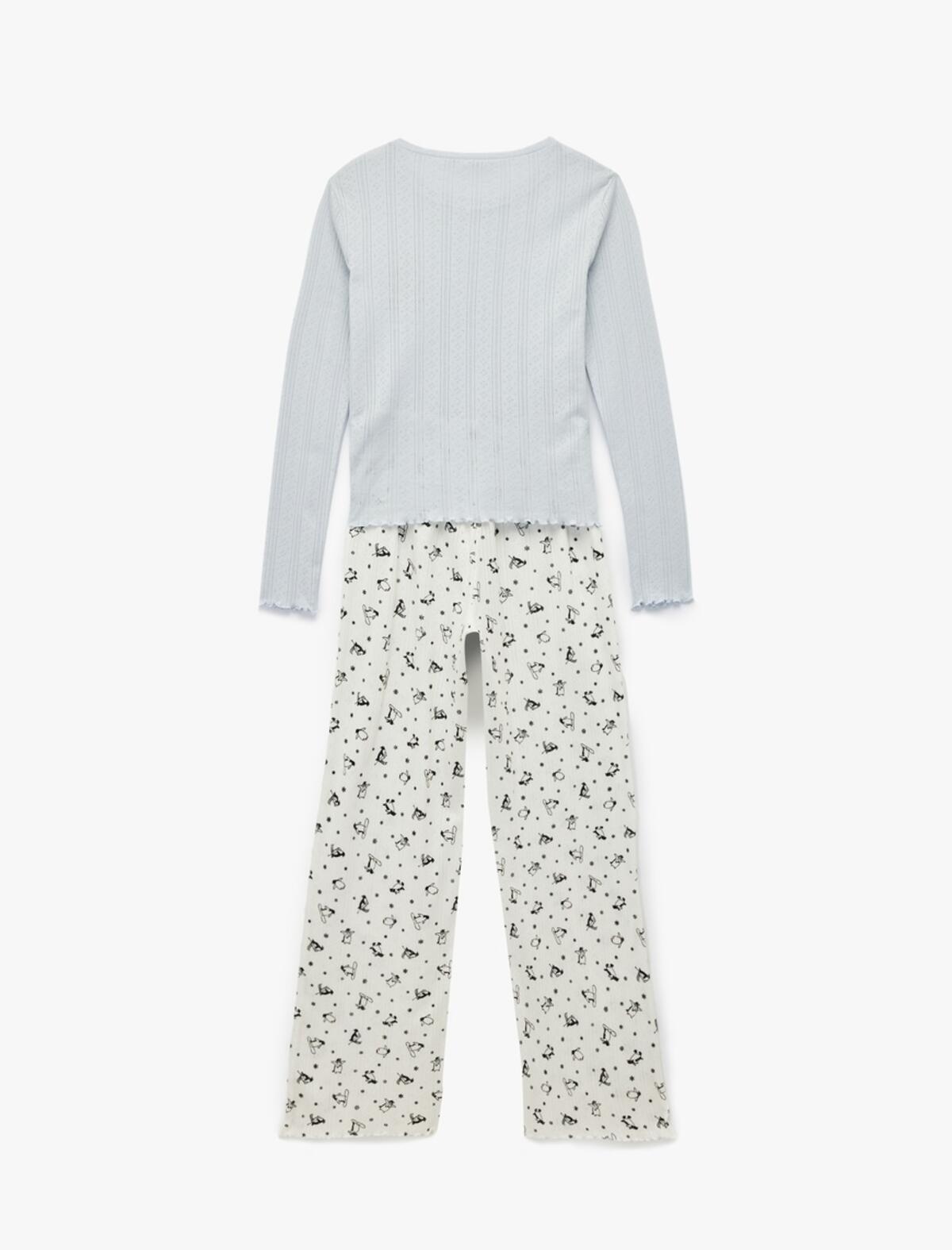 Koton Pijama Takımı 6WLK40155MK Ekru Desenli