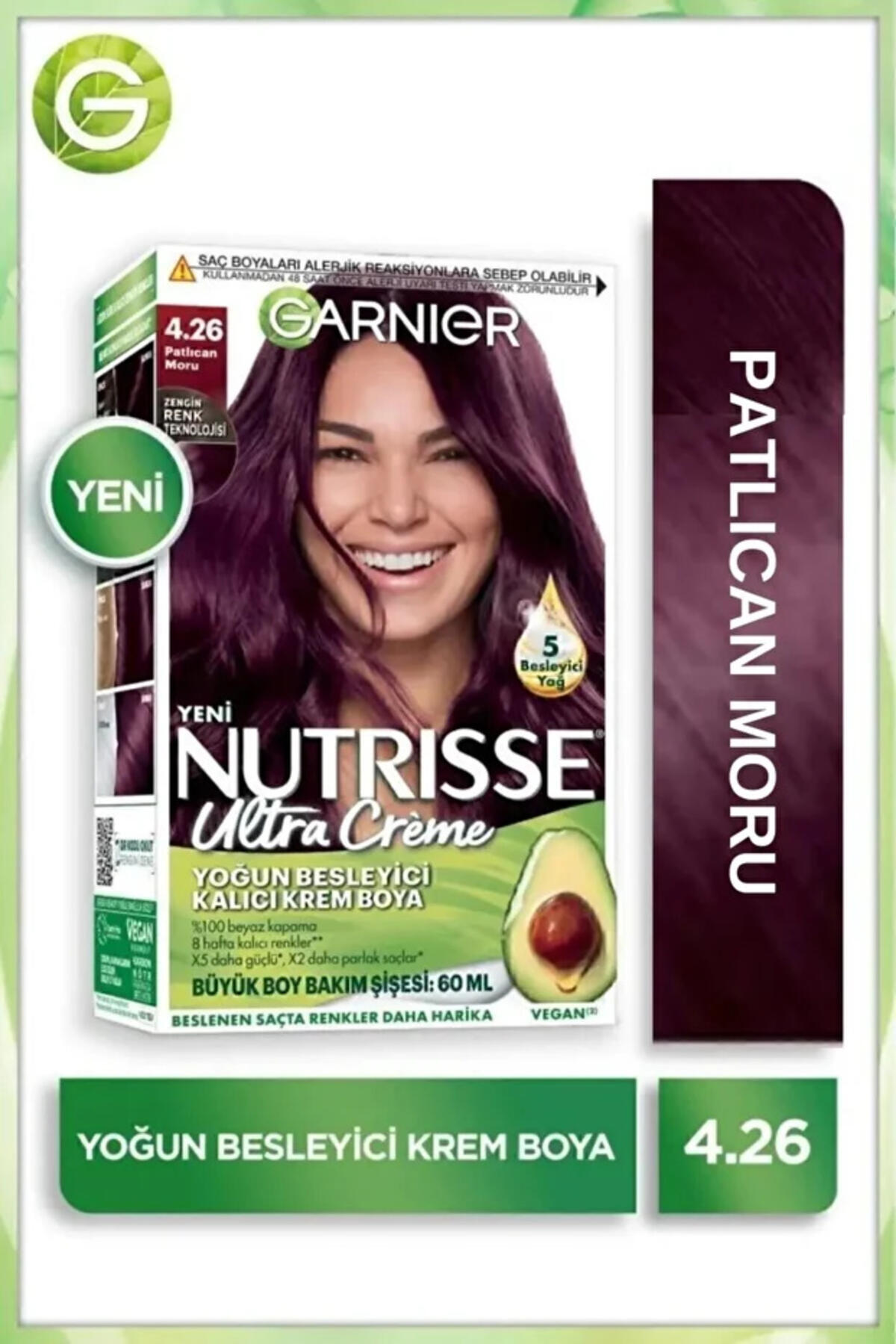 Garnier Saç Boyası Nutrisse Ultra Creme No:4.26 Patlıcan Mor