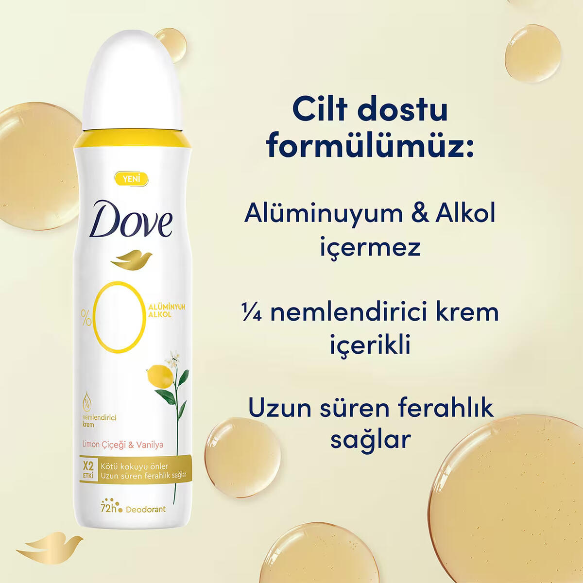 Dove Kadın Deodorant Limon Çiçeği ve Vanilya 150Ml