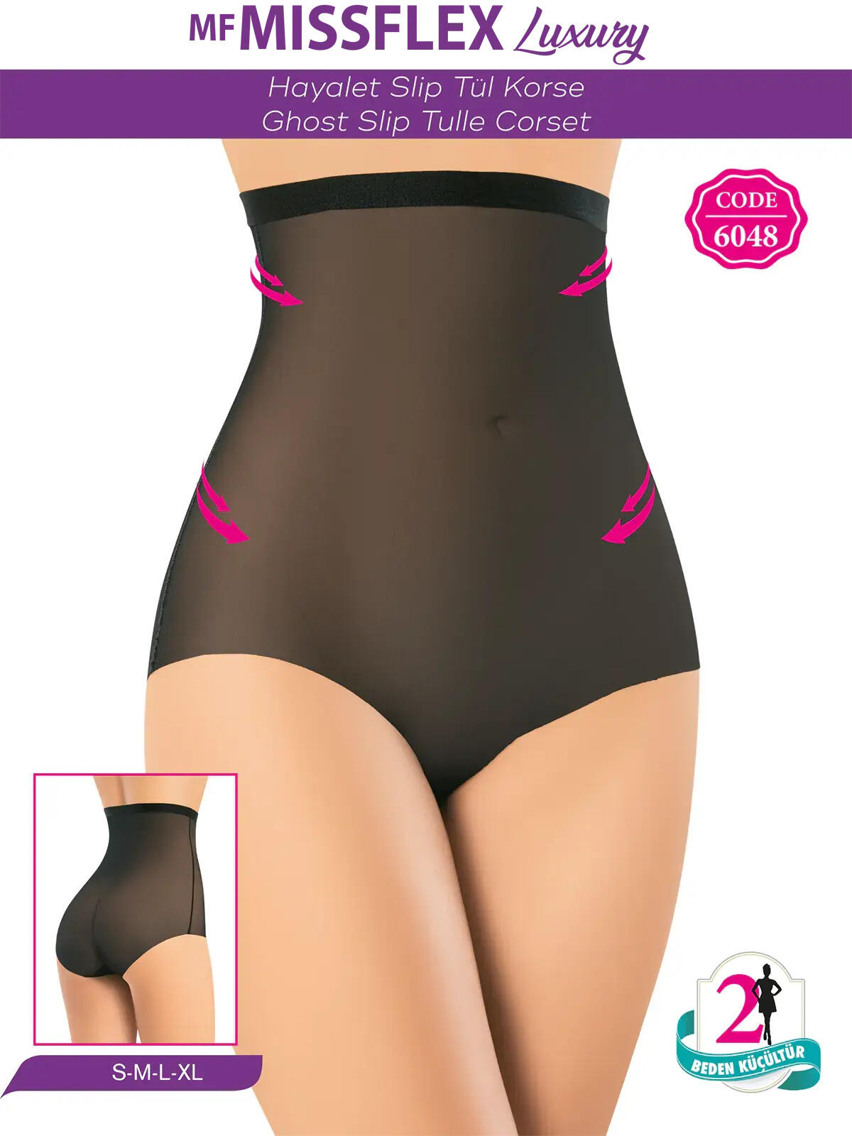 Miss Flex Hayalet Tül Slip Korse 6048 Ten