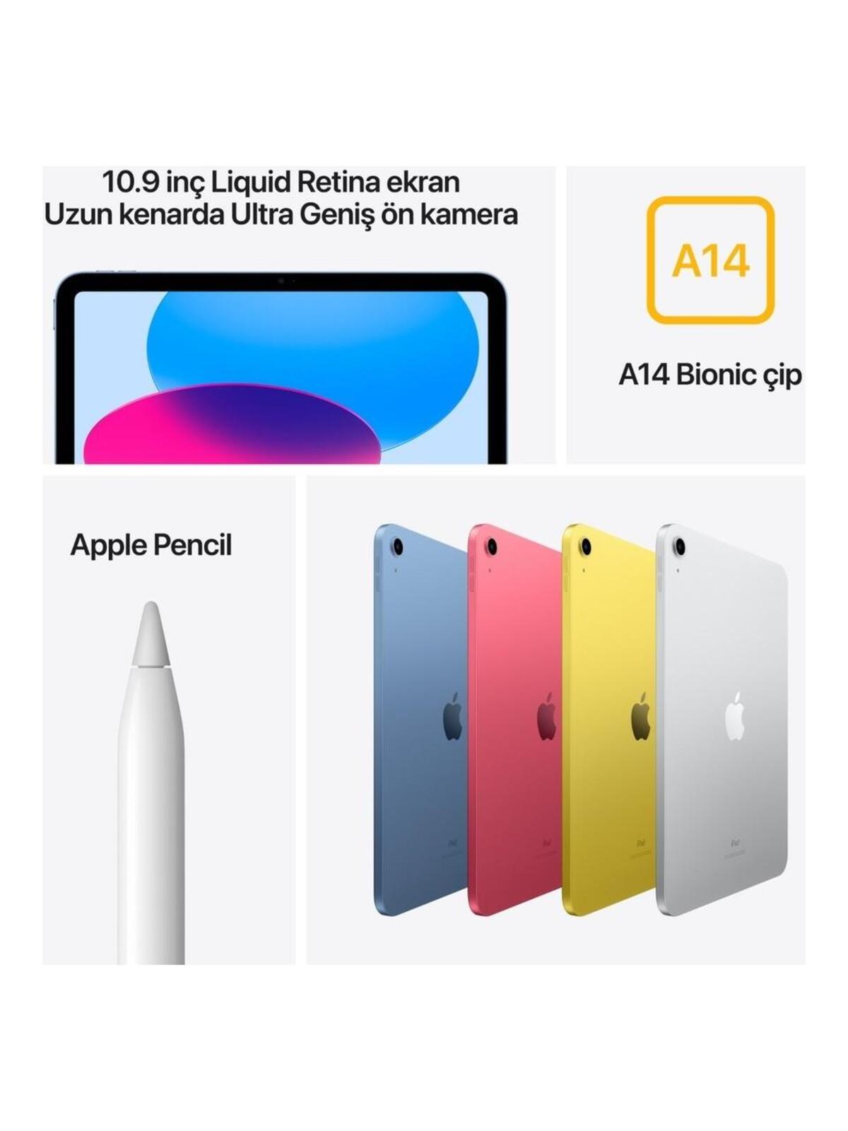 Apple iPad 10.nesil MCM74TU/A 64GB 10.9 Wi-Fi Gümüş