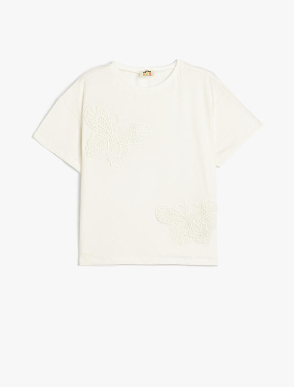 Koton Tişört Kız Çocuk 5SKG10090AK Ekru