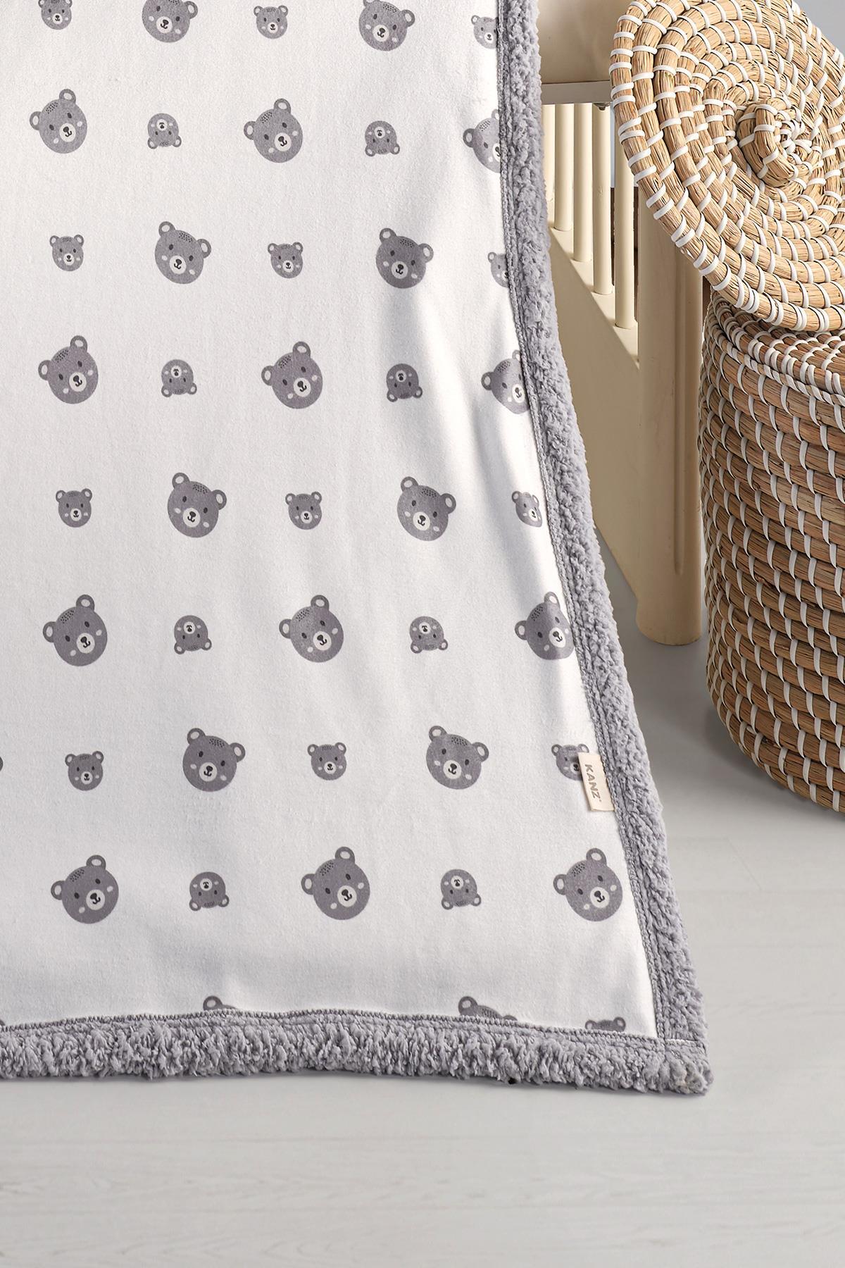 Kanz Tek Battaniye Bebek Polarlı (Knz-009) Grey Bear