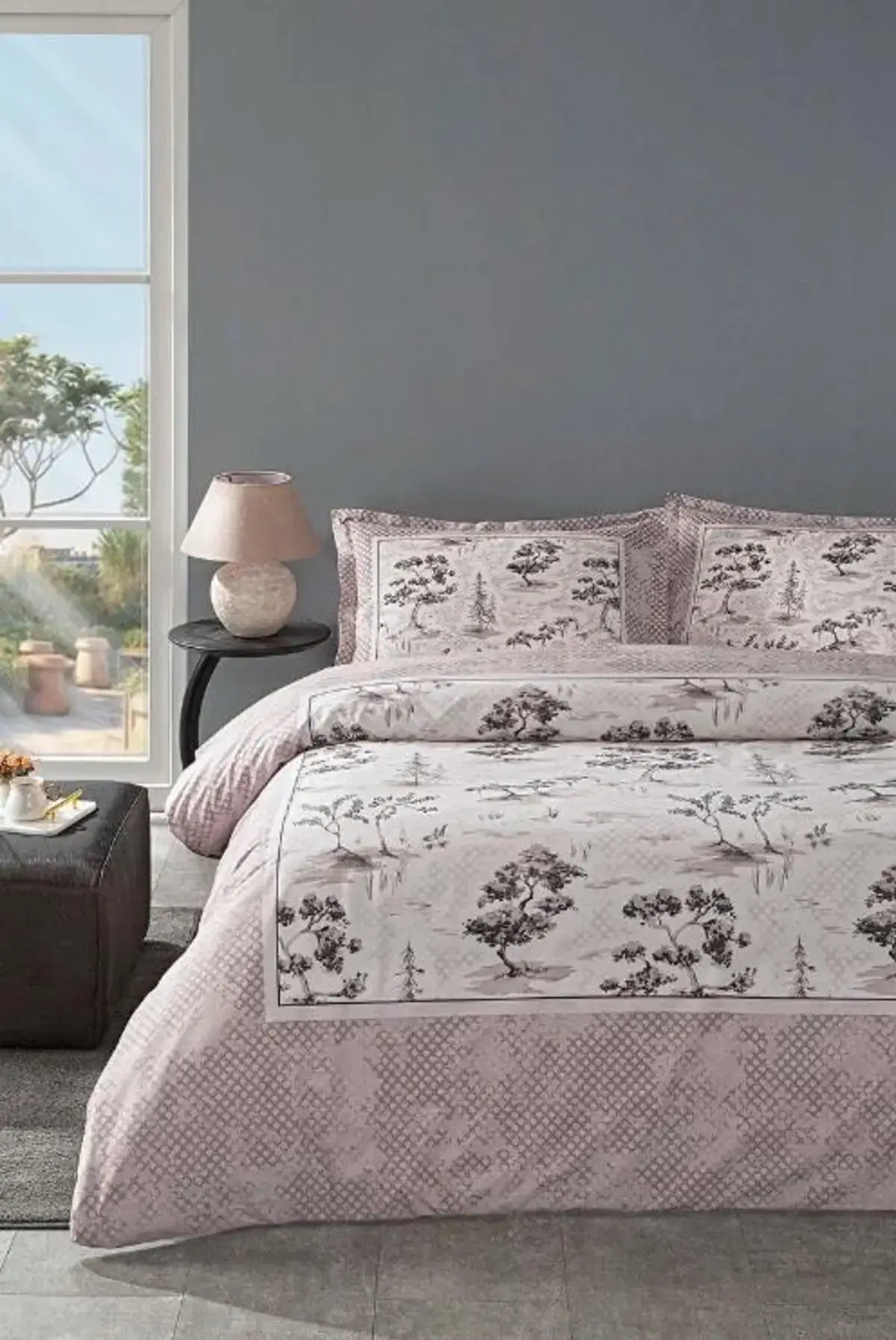 Özdilek Nevresim Takımı Çift Kişilik Kapitone Toıle De Jouy Pudra